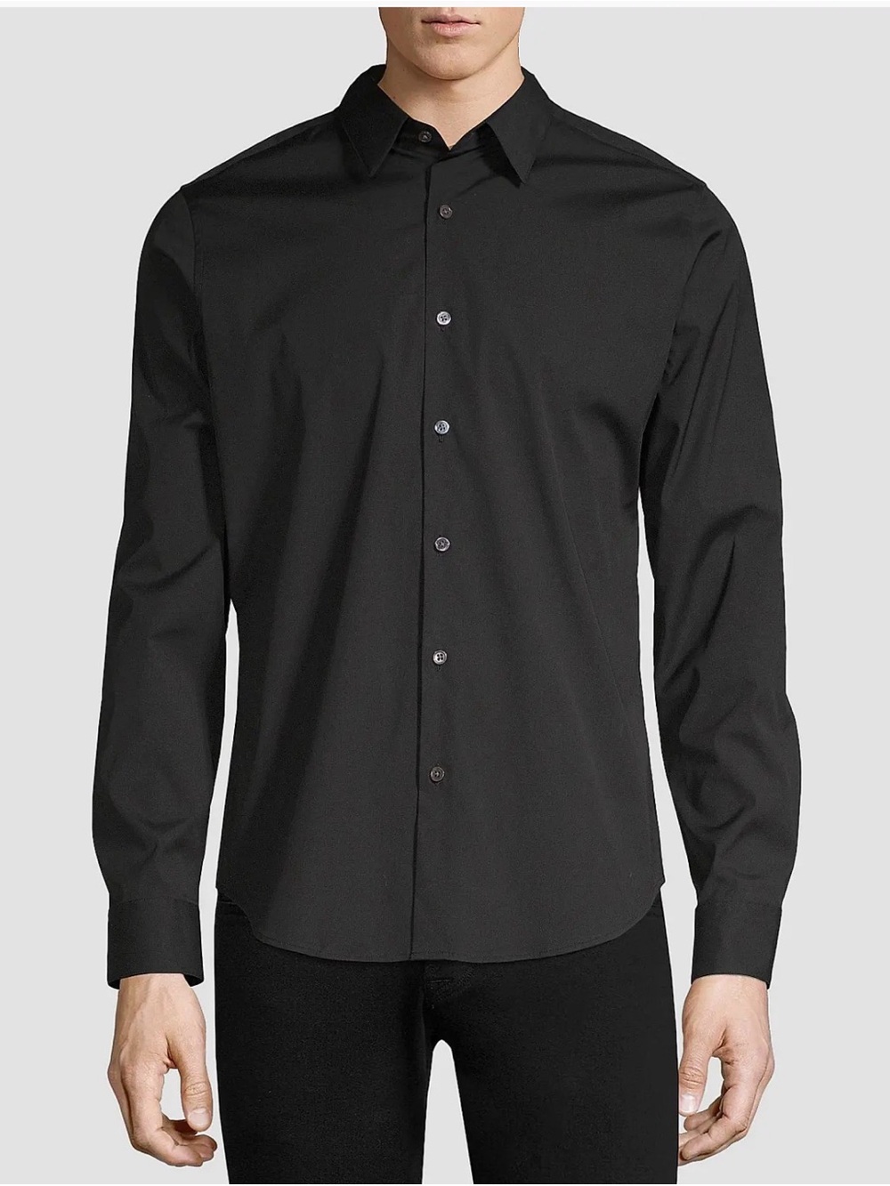 Theory Sylvain Button Down in Wealth in black